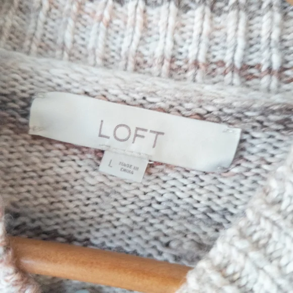 LOFT Multicolor Rainbow Stripe Bobble Knit Mock Neck Sweater - Size L - Picture 8 of 9